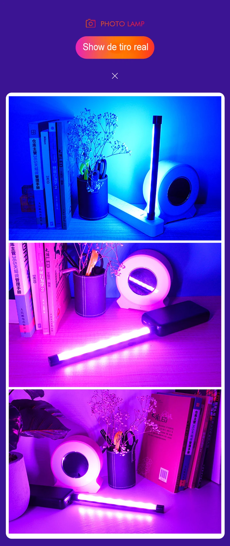 Portable LED Fill Light RGB Lamp Colorful Atmosphere Night Lights Photography Lighting Stick USB Powered Selfie Lamp Live Beauty star wars night light