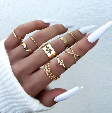 ring Geometric Finger rings set for women Snake Rings Girls bague Fashion Jewelry anillos mujer accessories anel gift