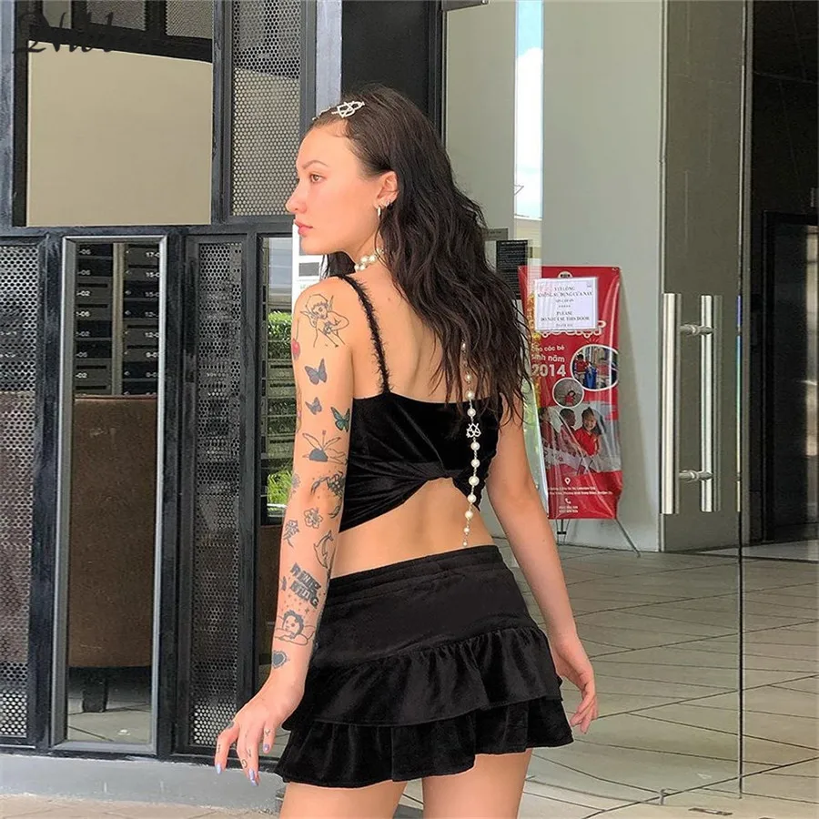 Nibber/пикантные черные фланелевые кроп-топы, camisole, женские,, Осенние, модные, вечерние, Клубные, ночные, эластичные, тонкие топы на бретелях, mujer