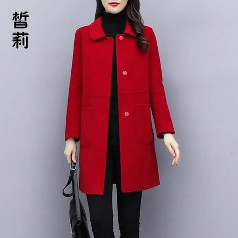 Женское шерстяное пальто средней длины свободное Осень-зима 2019 | Женская одежда