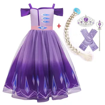 

New purple Dresses For Girls Princess Dress Costumes carnival hallowee Party Cosplay Vestidos Hair Accessory Kids Girls Clothing