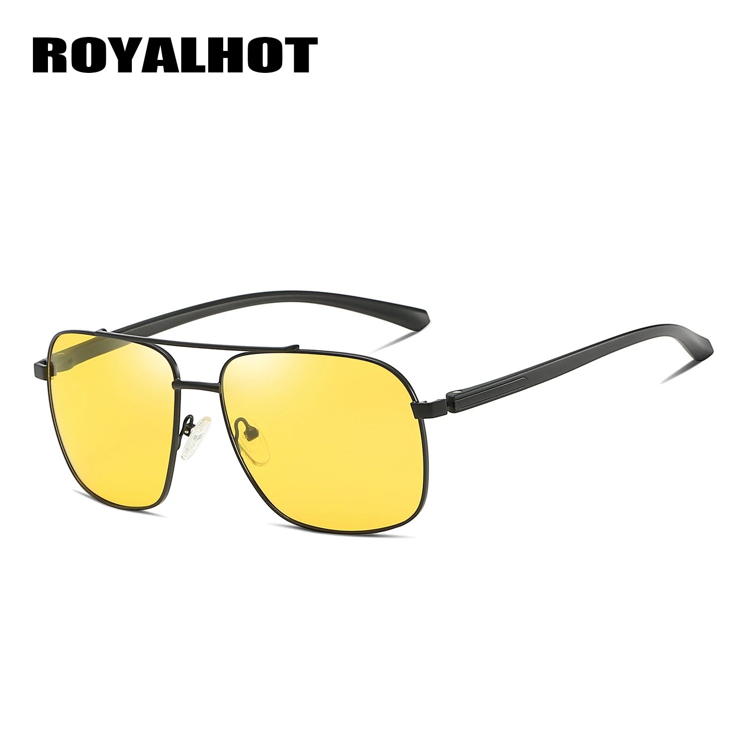 RoyalHot, мужские, женские, поляризационные, алой, квадратная оправа, солнцезащитные очки, для вождения, солнцезащитные очки, оттенки, Oculos masculino, мужские, 900100 - Цвет линз: Matte Black Yellow