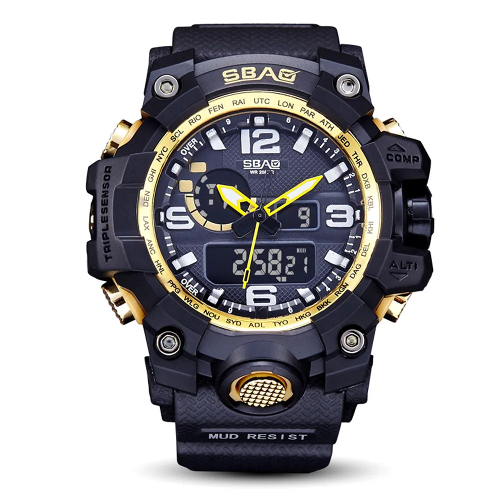 Модные часы цифровые часы мужские водонепроницаемые часы светодиодный шок электронные военные спортивные часы мужские наручные часы Relogio Reloj 60 - Цвет: as photo