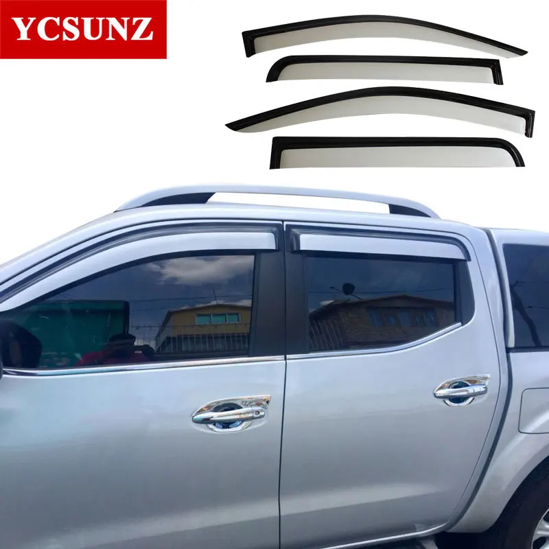 2014 2019 оконные дверные козырьки для Nissan Navara 2016 Серебристая штормовка frontier Vent Rain Guard