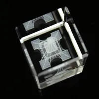 Supprise Girl Boy Friend Birthday Presents 3D Eiffel Tower Crystal Cube with LED Light base Home Decoration Crfat Status 2