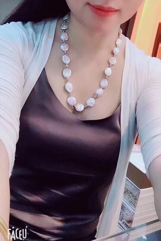 

Pearls Sweater Chians 1109 Fine Jewelry Natural Baroque Peals Necklaces 16mm for Women Fine Pearls Necklaces