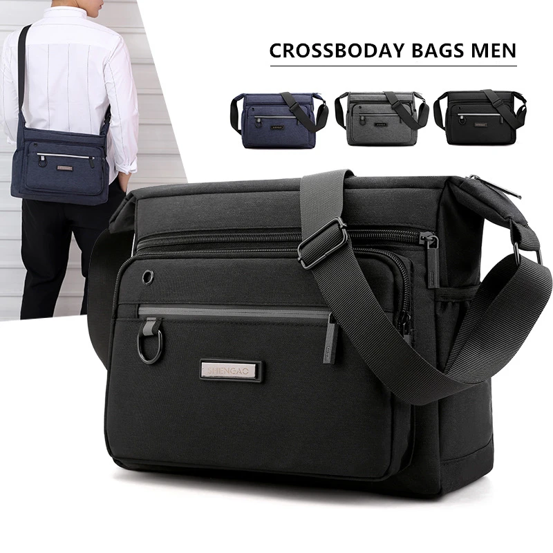 Polyester Shoulder Bags Men Tote Messenger Bags Strong Fabric Bags Casual Style Crossbody Bags 2020 Multiple Pockets