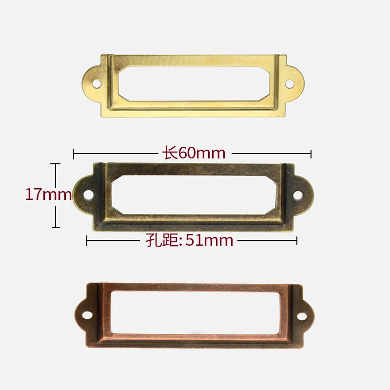 

10Pcs Metal Label Holder File Name Card Cabinet Drawer Box Medicine Chest Iron Frame Furniture Hardware Accessories 60*17mm Size