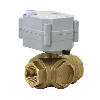 

motorized ball valve brass electronic ball valve T/L type horizontal with manual switch metal gear AC/DC9-24V CR202 DN8