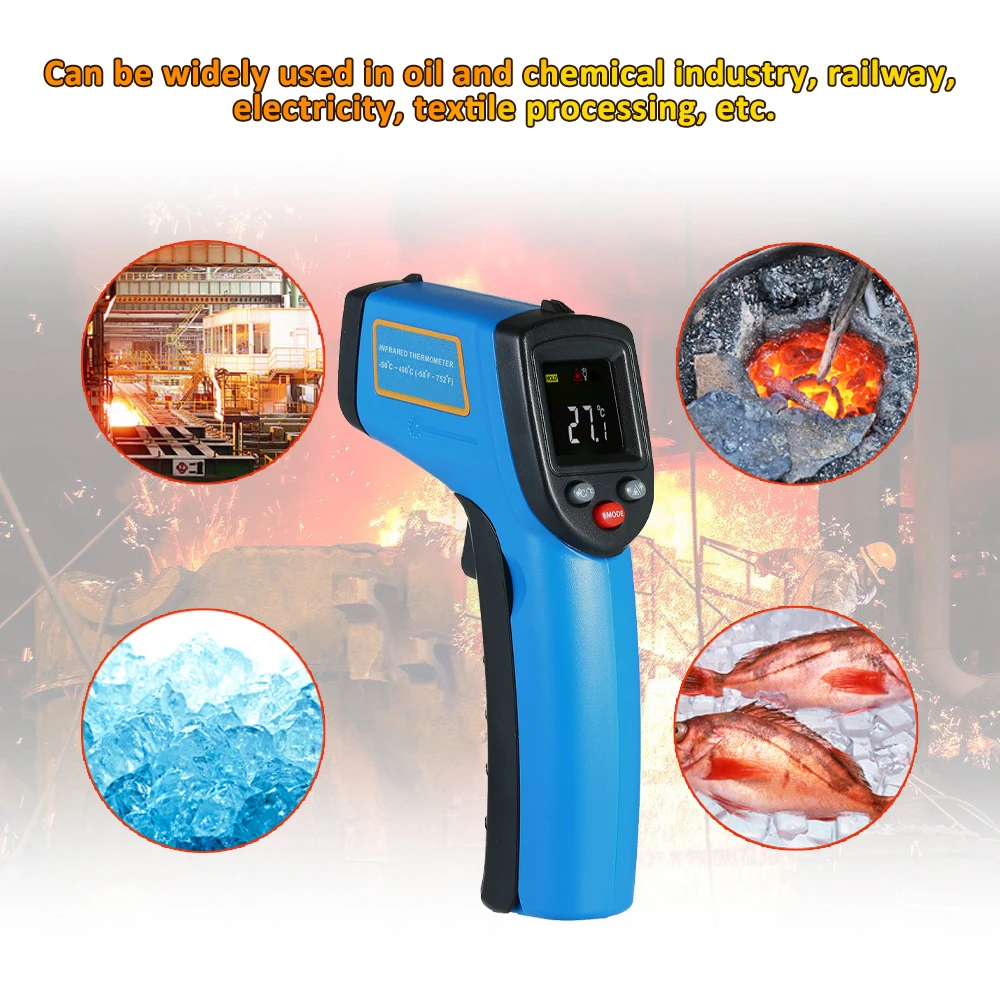 Non-Contact Handheld Digital Thermometer Laser LCD Display IR Infrared Surface Temperature Tester Thermometer Pyrometer