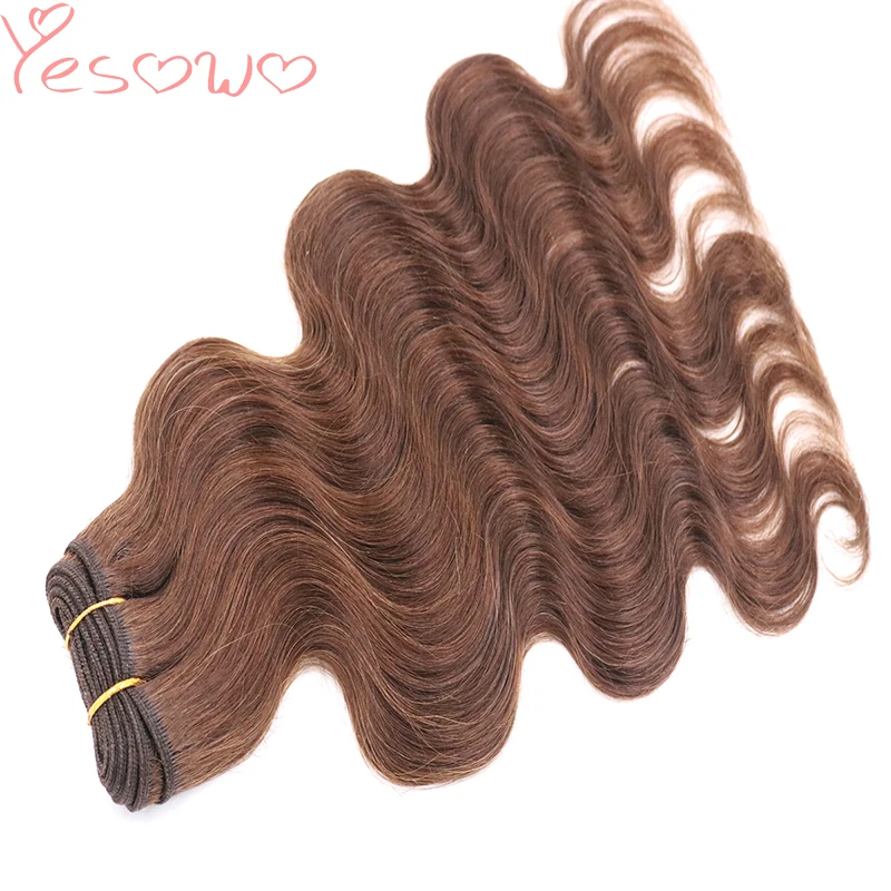 

Yesowo Free Shipping 4# 2# Brown Cheap Hair Extensions Real Hair Bundles 100g 14-20Inch Peruvian Body Wave Hair Weave