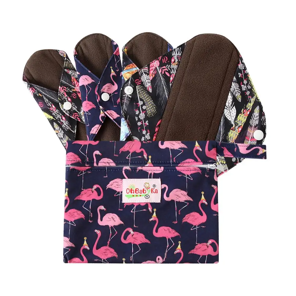 6 + 1 набор многоразовых подушечек бамбуковый уголь прокладки моющийся санитарный