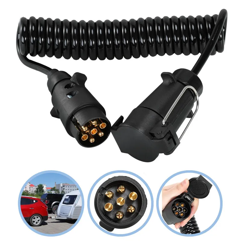 3M 7 Pin Trailer Truck Light Board Extension Cable Lead Male To Female Wire Plug Socket Extension Cord Wiring Caravan Accessorie k type u94 ptt cable plug military adapter z113 version for kenwood tyt f8 baofeng uv5r uv 5r walkie talkie hunting accessorie