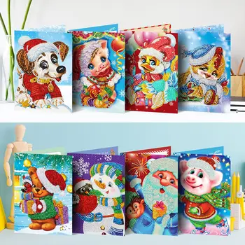 

Christmas Greetings Card Gift 5D Diy Animals Round Stone Bead Diamond Painting Mosaic Kit 3D Diamond Embroidery Cross Stitch