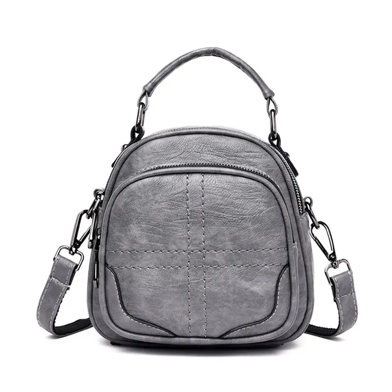 Дизайнер 3 в 1 женский рюкзак женская кожаная роскошная сумка через плечо для женщин многофункциональная сумка маленькая сумка-тоут Sac A Dos - Цвет: Gray
