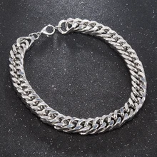 Высокое качество, мужской браслет из нержавеющей стали с цепочкой, модный браслет с ручной цепочкой, простой браслет, украшения, подарок для бойфренда