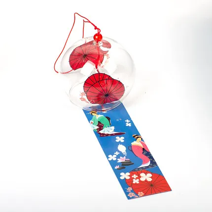 Японский стиль, Стеклянные Колокольчики, креативные подарки, расписные оконные и дверные подвески, подарок на день рождения, ветровой колокольчик - Цвет: red umbrella