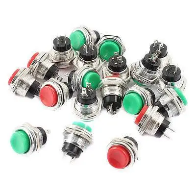 

20 PCS Green Red Cap SPST Momentary Push Button Switch AC125V 3A 250V 1.5A
