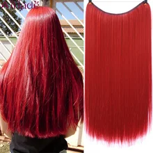 AILIADE, накладные волосы на заколках, невидимая проволока, потайная Рыбная линия, шиньоны, шелковистые, красные, длинные, прямые, 22 дюйма, аксессуары для волос