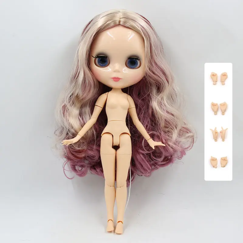 ICY Fortune Days factory blyth кукла из натуральной кожи, глянцевое лицо, мягкий розовый смешанный цвет, кудри, волосы, сделай сам, sd Подарочная игрушка - Цвет: Черный