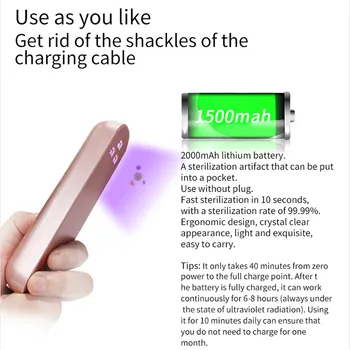 

Portable Small UV Sanitizer Hand Wand Ultra Violet Light Kill Bacteria Sanitizing Travel Home built-in 18650 battery