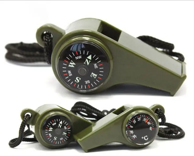 

HiseaThree-in-one compas life-saving whistle outdoor multi-function whistle survival whistle high-frequency whistle with lanyard