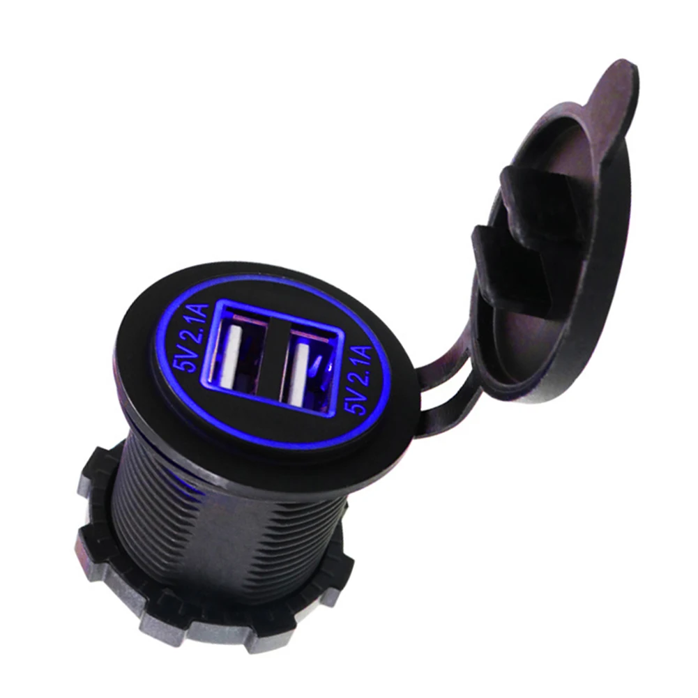 5V 2.1A Dual USB Ports LED Display Car Motorcycle Phone Charger Outlet Adapter Motorcycle Electric Accessories