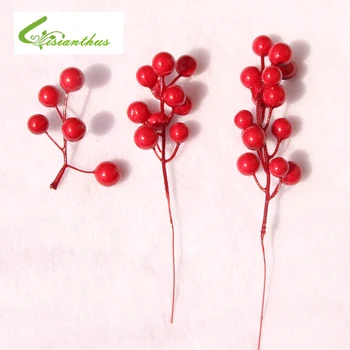 

50Pcs Christmas Tree Artificial Red Holly Berry Christmas Decorative Pendant Christmas DIY Home Decorations Christmas Supplies