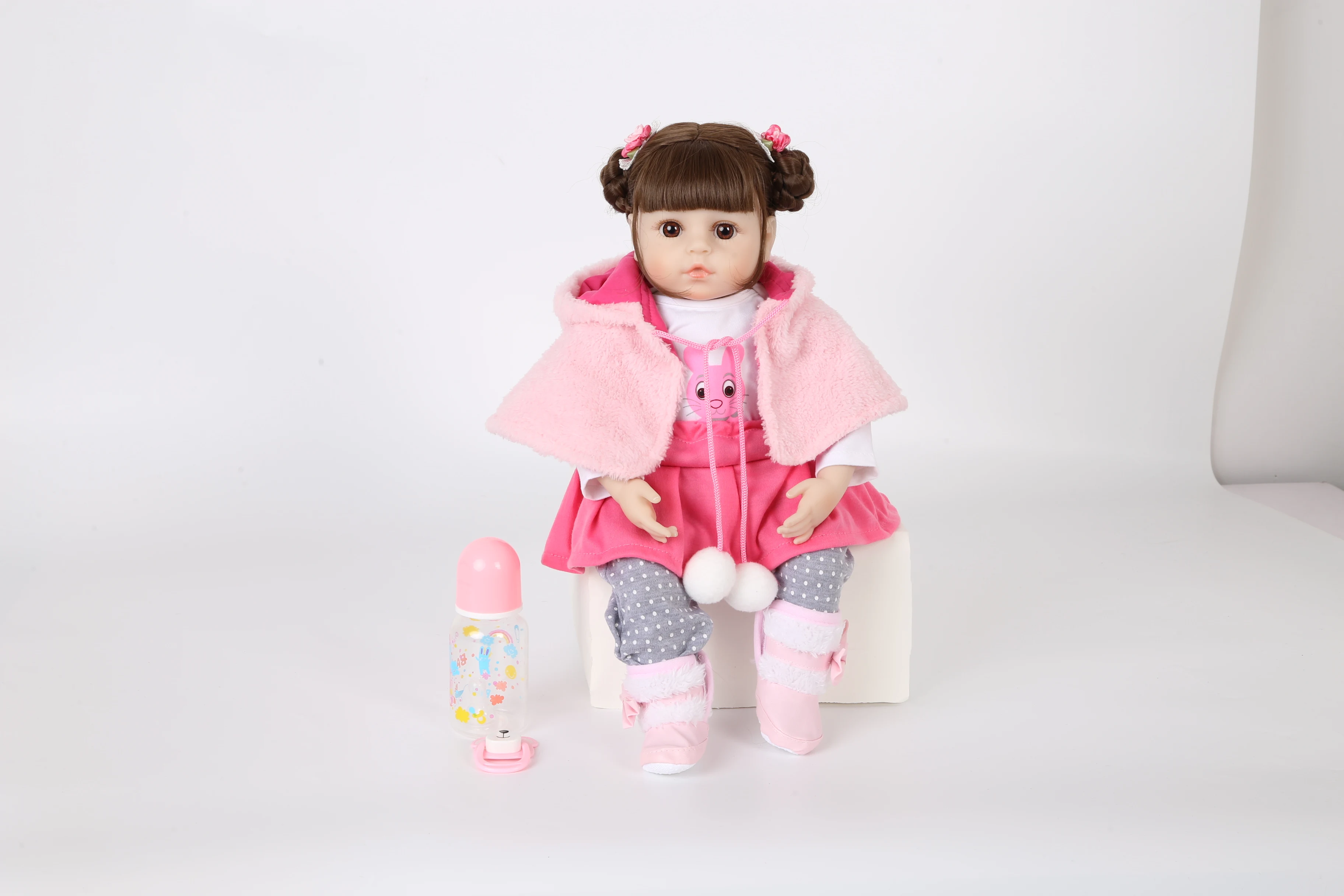 Forrsdor 48 см мягкая силиконовая кукла Bebe Reborn реалистичный Детский милый розовый