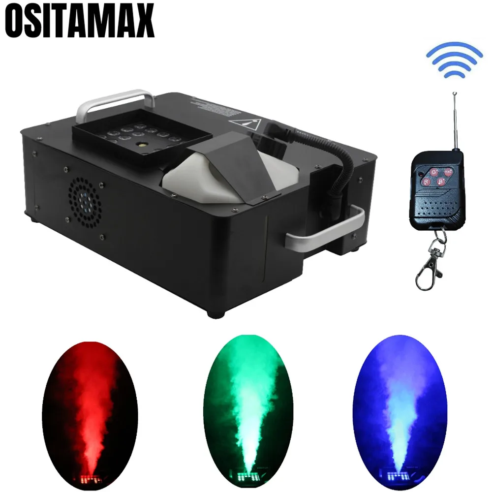 

free shipping DMX or Remote Control 1500w Fog Machine with 24x3w RGB Smoke Thrower DJ Stage Disco LED Smoke Machine