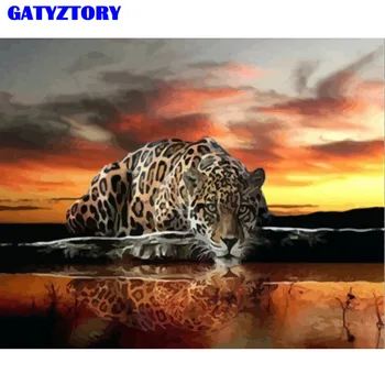 

Frame Leopard Animals DIY Painting By Numbers Acrylic Picture By Numbers Oil Painting On Canvas For Home Decor Artwork 60x75cm