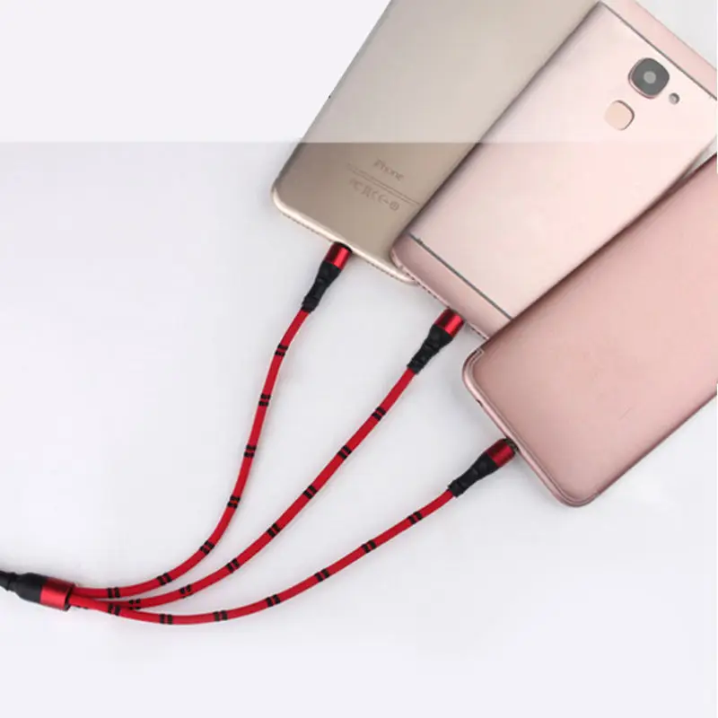 3 в 1 телефонный кабель для Iphone для Micro-type-C Usb кабель 1,2 A м круглый плетеный кабель для Xiaomi huawei