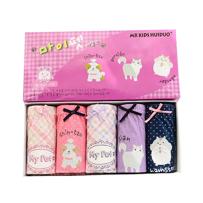 B 5Pcs/set Toddler Kids Girls Panties Cotton Cute Breathable Soft Cartoon Print for Children Underwear Panties Briefs z - Цвет: B