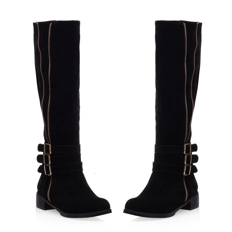 E Women Boots Winter Shoes Knee High Boots Fold Over Design Lace Botas Mujer Ladies Shoes Botas Mujer Invierno Christmas - Color: E