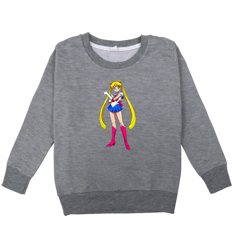 Sailor Moon Print Kids Girls Spring Autumn Cotton Clothes Sweatshirt Fashion Baby Boys Long Sleeve Blouse Sweat Enfant Fille