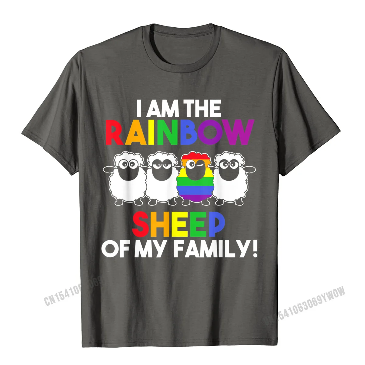 Custom Tops Shirts Dominant Round Neck Fashionable Short Sleeve 100% Cotton Men T Shirt cosie T Shirt Wholesale I am the Rainbow sheep of my family t-shirt__30 carbon