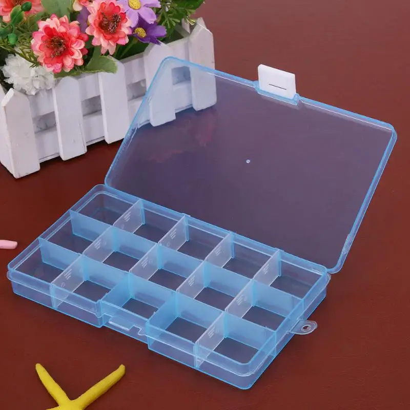 

15 Grids Removable Plastic Storage Box Jewelry/Earring/Tools Container Case PP material Jewelry Earring Organizer Holder Case