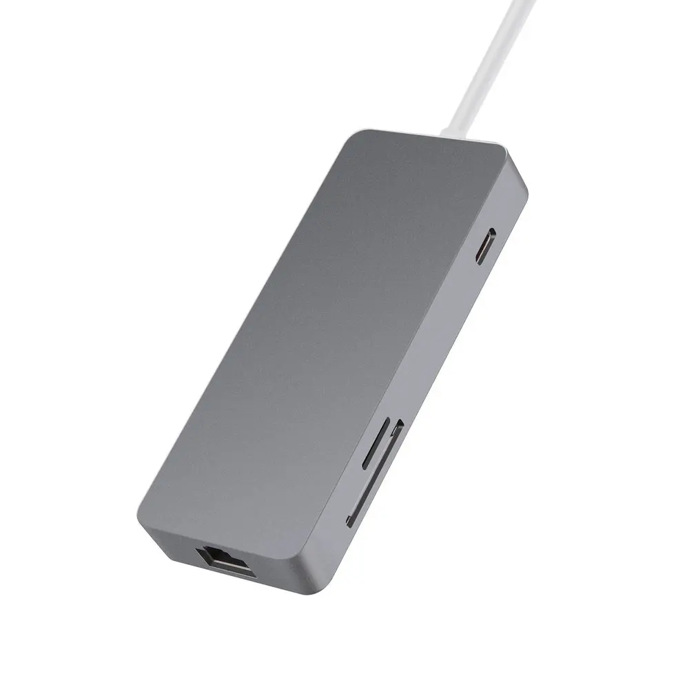 7-в-1 Тип usb-C USB концентратор с LAN Порты и разъёмы Тип с разъемами типа C и конвертер мультимедийного интерфейса высокой четкости 4K видео карта HD TF Card Reader Многофункциональный usb 3,0 концентратор