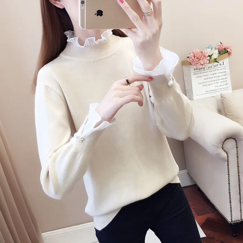 

Женский пуловер, свитер, новая Корейская версия, однотонный комплект из грубой пряжи, свитер в стиле ретро, свободный свитер с длинным рукавом и круглым вырезом, 2023