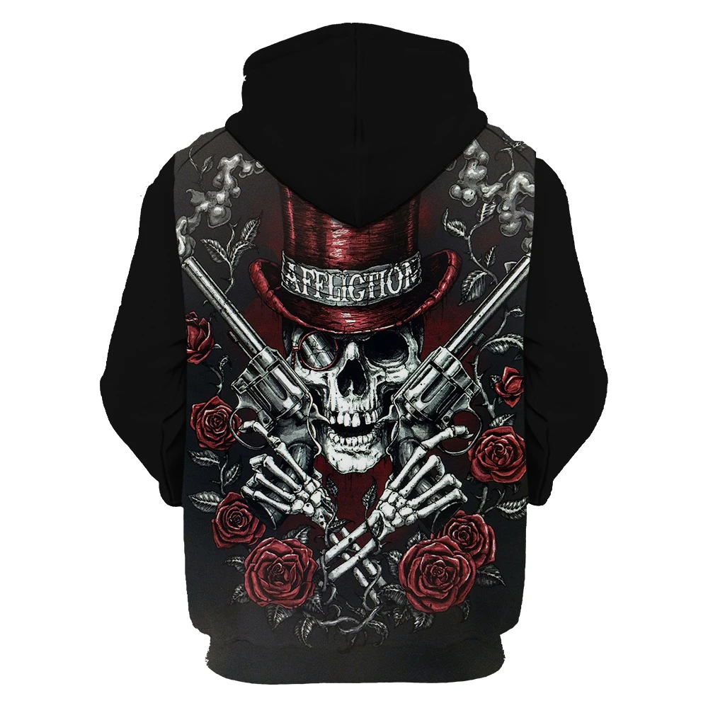 Showtly Horro Skull Mens Hoodies Jack Skellington Halloween Costumes Casual Anti Social Club Man Streetwear