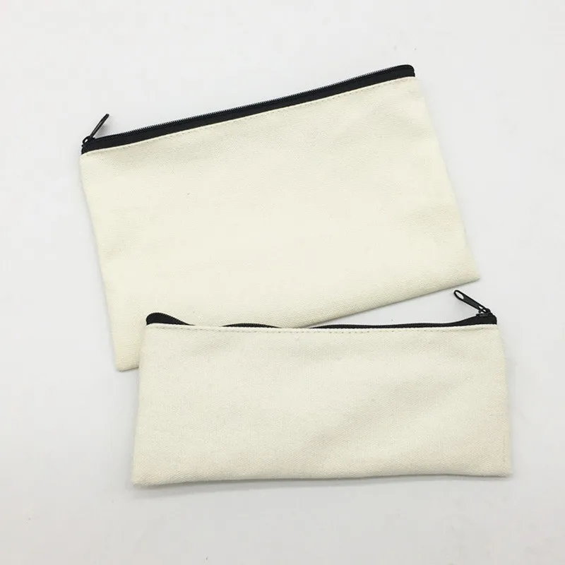 200pcs 13 colors blank canvas zipper Pencil cases pen pouches cotton cosmetic Bags makeup bags Mobile phone clutch bag organizer