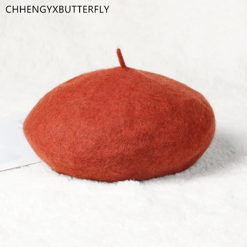Autumn Winter Women Fashion Cashmere Adjustable Berets New Wool Hat Female Warm Solid Color Cap