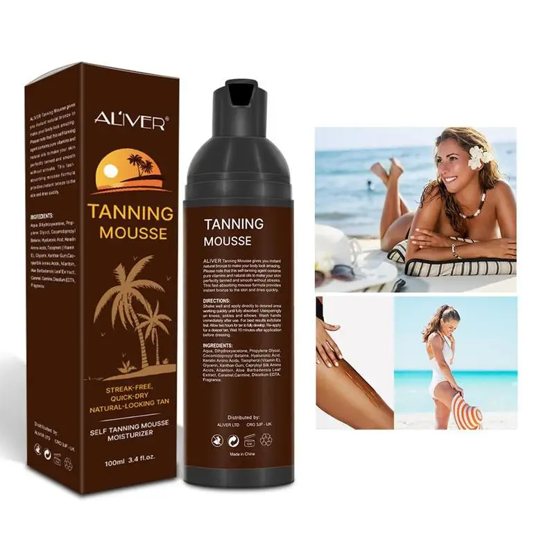 Tanning Mousse Bronze Tanning Face Skin Cream Wheat Color Melanin Nourishing Skin Solarium Makeup