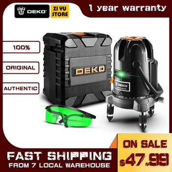 

DEKO DKLL50-S1 5 Lines 6 Points Laser Level Green Laser Lines Cross-Line Outdoor Tilt Mode Can Work with Detector Has 360 Degree