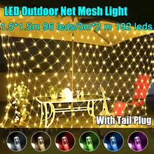 1.5m x 1.5m 3m x 2m LED Net Mesh Fairy String Light 8 modalità ghirlanda tenda per finestra natale fata luce festa di nozze luce per feste