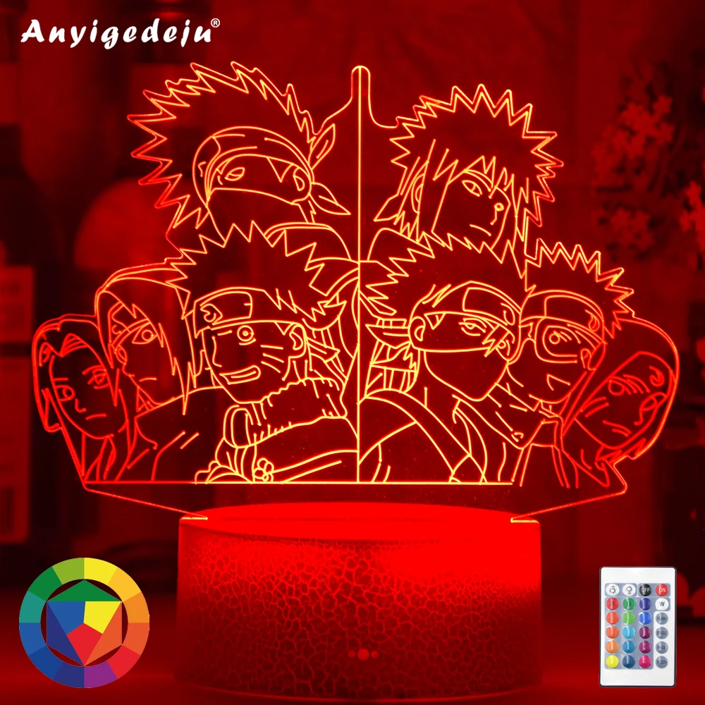 

Led Night Light Japanese Anime Naruto Team 7 Obito Uchiha Kakashi Hatake Rin Nohara Sasuke Sakura Haruno Table 3d Lamp Bedroom