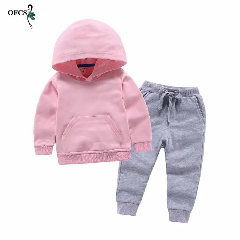 Girls Sports Clothes Match Color Children's Suit Hoodies Knitting Sweatshirt Coat+Pants 2Pcs/Set Boy 2-12Ye | Детская одежда и