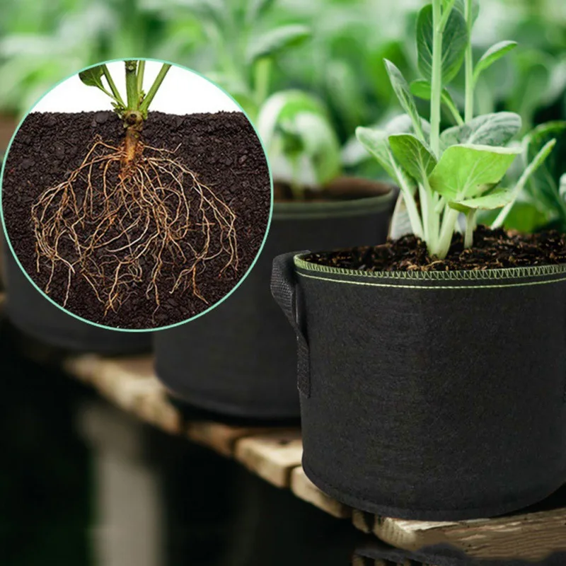 Портативный простой контейнер для растений Черный наружный садовый инвентарь нетканый мешок для выращивания растений