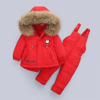 Baby toddler Girl clothes winter down jacket kids jumpsuit children 2pcs clothing Set Warm Thicken coat Infant snowsuit 0-4Year 4