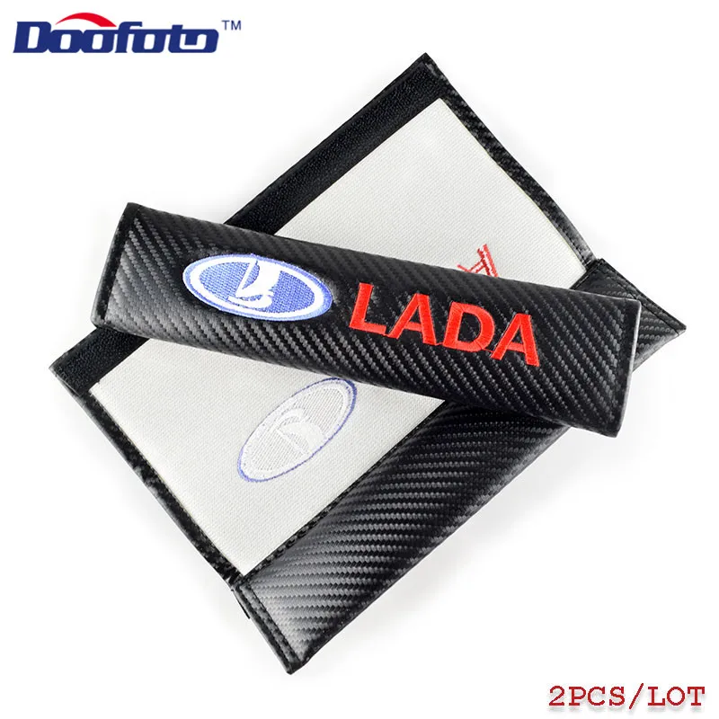 Doofoto 2x чехол для ремня безопасности автомобиля для Lada Vesta Niva Kalina Xray Priora Granta Largus Samara Accecssories Стайлинг углеродного волокна